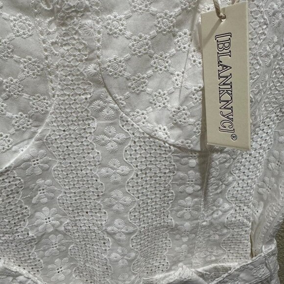 BLANK NYC Womens Size S Romper White Eyelet Puff Sleeve In Downtown Vibes NWT - Picture 8 of 10